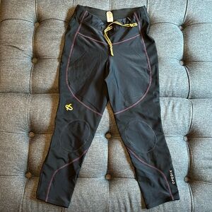 Opedix Leggings Crop Compression Knee Support Activewear Athletic Black Size S